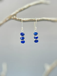 Lapis Lazuli Earrings dangle, 14k gold, sterling silver boho dangly blue gemstone lightweight everyday jewelry for women December Birthstone