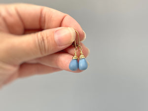 Owyhee Blue Opal earrings dangle Sterling Silver Gold, Rose Gold teardrop light blue drop earrings for women dangly boho handmade jewelry