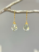Load image into Gallery viewer, Green Amethyst earrings Prasiolite Gold Gemstone drop earrings