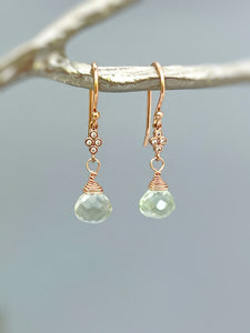 Green Amethyst earrings Rose Gold