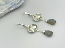 Load image into Gallery viewer, Green Amethyst and Labradorite earrings