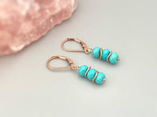 Load image into Gallery viewer, Turquoise Earrings dangle gold boho sterling silver dangly blue gemstone lightweight everyday 14k jewelry for women December Birthstone