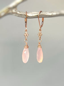 Pink Chalcedony Rose Gold Earrings dangle