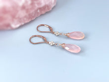 Load image into Gallery viewer, Pink Chalcedony Rose Gold Earrings dangle