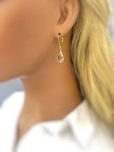Load image into Gallery viewer, Green Amethyst earrings Prasiolite Gold Gemstone drop earrings