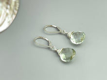 Load image into Gallery viewer, Green Amethyst earrings Dangle Sterling Silver, Rose 14k Solid Gold Prasiolite Jewelry