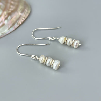 Dainty Pearl drop earrings, Sterling Silver Boho 14k Gold, Rose Gold freshwater pearl dangle earrings for bridesmaids gift June Birthstone