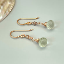 Load image into Gallery viewer, Green Amethyst earrings Rose Gold