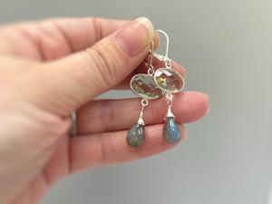 Green Amethyst and Labradorite earrings