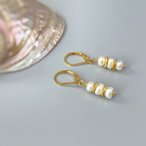 Dainty Pearl drop earrings, Sterling Silver Boho 14k Gold, Rose Gold freshwater pearl dangle earrings for bridesmaids gift June Birthstone