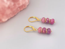 Load image into Gallery viewer, Pink Sapphire Earrings dangle, Rose Gold, 14k Gold, Sterling Silver, Boho