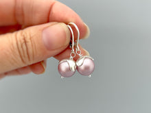 Load image into Gallery viewer, Pea Pod Pearl Earrings Dangle Sterling Silver dangling drop artisan jewelry minimalist pearl handmade jewelry New Mom Baby shower gift