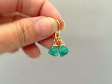 Load image into Gallery viewer, Emerald Green Gemstone earrings dangle Sterling Silver, 14k gold, Rose Gold Dainty drop crystal Quartz dangly birthstone handmade jewelry