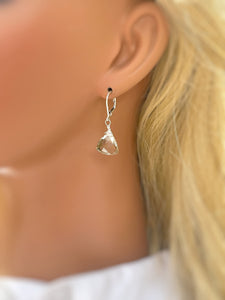 Sage Green Amethyst Gemstone earrings Dangle Sterling Silver, Rose 14k Solid Gold