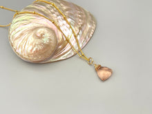 Load image into Gallery viewer, Morganite Necklace 14k gold fill, Rose Gold, Sterling Silver peach pink quartz