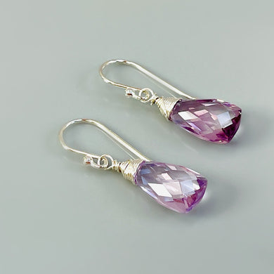Amethyst Earrings Sterling Silver, Rose Gold, 14k gold fill, teardrop everyday handmade jewelry for women pink Purple Gemstone Earrings