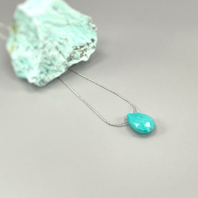 Turquoise Necklace Pendant Sterling Silver Choker Handmade Turquoise Jewelry Dainty Gemstone Minimalist Solitaire necklace for woman