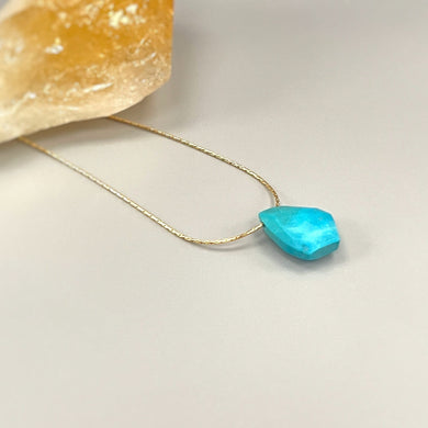 Turquoise Necklace Gold, Sterling Silver Handmade Turquoise Jewelry Choker Dainty Gemstone Minimalist Solitaire Pendant necklace for woman