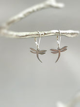 Load image into Gallery viewer, Dragonfly Earrings dangle Gold, Silver, Rose Gold Handmade Dragonfly Jewelry gifts for her dangly Artisan Handmade Jewelry for bridesmaids