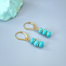 Load image into Gallery viewer, Turquoise Earrings dangle gold boho sterling silver dangly blue gemstone lightweight everyday 14k jewelry for women December Birthstone