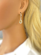 Load image into Gallery viewer, Dainty Green Amethyst earrings Dangle Sterling Silver Prasiolite Jewelry