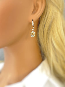 Dainty Green Amethyst earrings Dangle Sterling Silver Prasiolite Jewelry