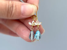 Load image into Gallery viewer, Crystal Swiss Blue Topaz earrings dangle