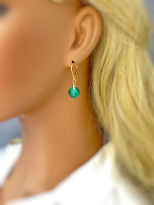 Malachite Earrings Silver, dangle, Boho Green gemstone 14k Gold Fill, Rose Gold dangly handmade Birthstone artisan jewelry for women
