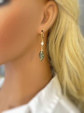 Load image into Gallery viewer, Handmade Labradorite Crystal earrings gold, silver