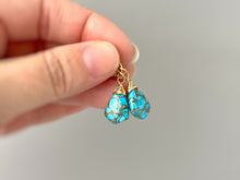 Load image into Gallery viewer, Copper Turquoise Earrings dangle Gold, Silver, 14k leverback