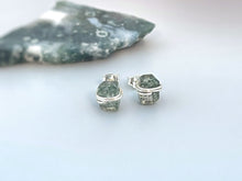 Load image into Gallery viewer, Moss Agate Stud Earrings Rose Gold, 14k gold Fill,  Sterling Silver