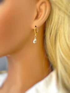 Dainty Green Amethyst earrings dangle Sterling Silver, 14k gold, Rose Gold