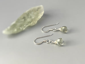 Dainty Green Amethyst earrings dangle Sterling Silver, 14k gold, Rose Gold