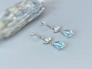 Crystal Swiss Blue Topaz earrings dangle