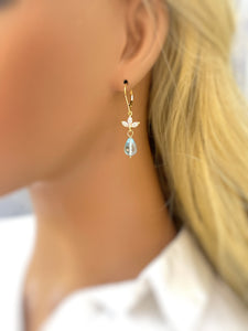 Crystal Swiss Blue Topaz earrings dangle