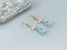 Load image into Gallery viewer, Crystal Swiss Blue Topaz earrings dangle