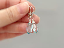Load image into Gallery viewer, Aquamarine earrings dangle, Sterling Silver Baby Blue Quartz Gold Fill, rose gold Handmade jewelry light blue gemstone Dangly earrings