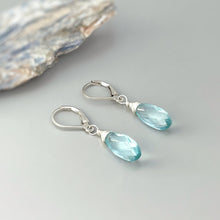 Load image into Gallery viewer, Aquamarine Blue Quartz Earrings Dangle