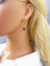 Load image into Gallery viewer, Dainty London Blue Topaz Quartz earrings dangle, Gold, Silver