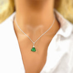Emerald Green Necklace Handmade pendant 14k gold fill, Rose Gold, Sterling Silver green gemstone quartz Jewelry layering necklace for women