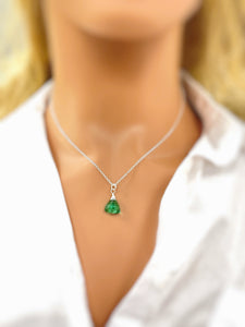 Emerald Green Necklace Handmade pendant 14k gold fill, Rose Gold, Sterling Silver green gemstone quartz Jewelry layering necklace for women