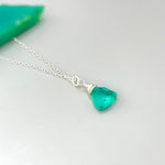 Emerald Green Necklace Handmade pendant 14k gold fill, Rose Gold, Sterling Silver green gemstone quartz Jewelry layering necklace for women