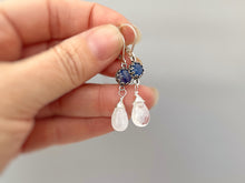 Load image into Gallery viewer, Blue Kyanite and Moonstone Earrings Dangle Handmade Sterling Silver birthstone jewelry for women gemstone earrings gift for wife, mom
