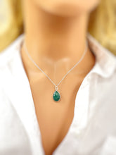 Load image into Gallery viewer, Emerald Necklace Sterling silver Handmade green gemstone pendant Genuine Raw Emerald handmade jewelry layering necklace May Birthstone