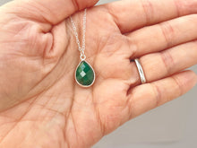 Load image into Gallery viewer, Emerald Necklace Sterling silver Handmade green gemstone pendant Genuine Raw Emerald handmade jewelry layering necklace May Birthstone