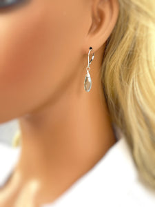 Aquamarine earrings dangle, Sterling Silver Baby Blue Quartz Gold Fill, rose gold Handmade jewelry light blue gemstone Dangly earrings