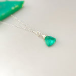 Emerald Green Necklace Handmade pendant 14k gold fill, Rose Gold, Sterling Silver green gemstone quartz Jewelry layering necklace for women