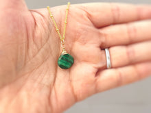 Load image into Gallery viewer, Malachite Necklace Gold Handmade gemstone pendant 14k gold fill Rose Gold Sterling Silver Jewelry layering necklace for women birthstone