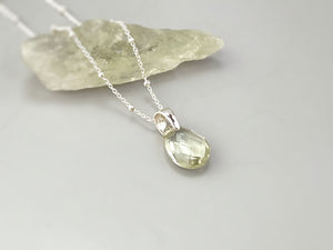 Green Amethyst Necklace Sterling Silver