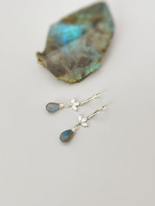 Crystal Labradorite earrings silver, gold, rose gold